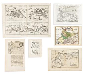 (MOROCCO.) Group of fourteen 16th-19th century engraved maps of the Straits of Gibraltar and northwest Africa.